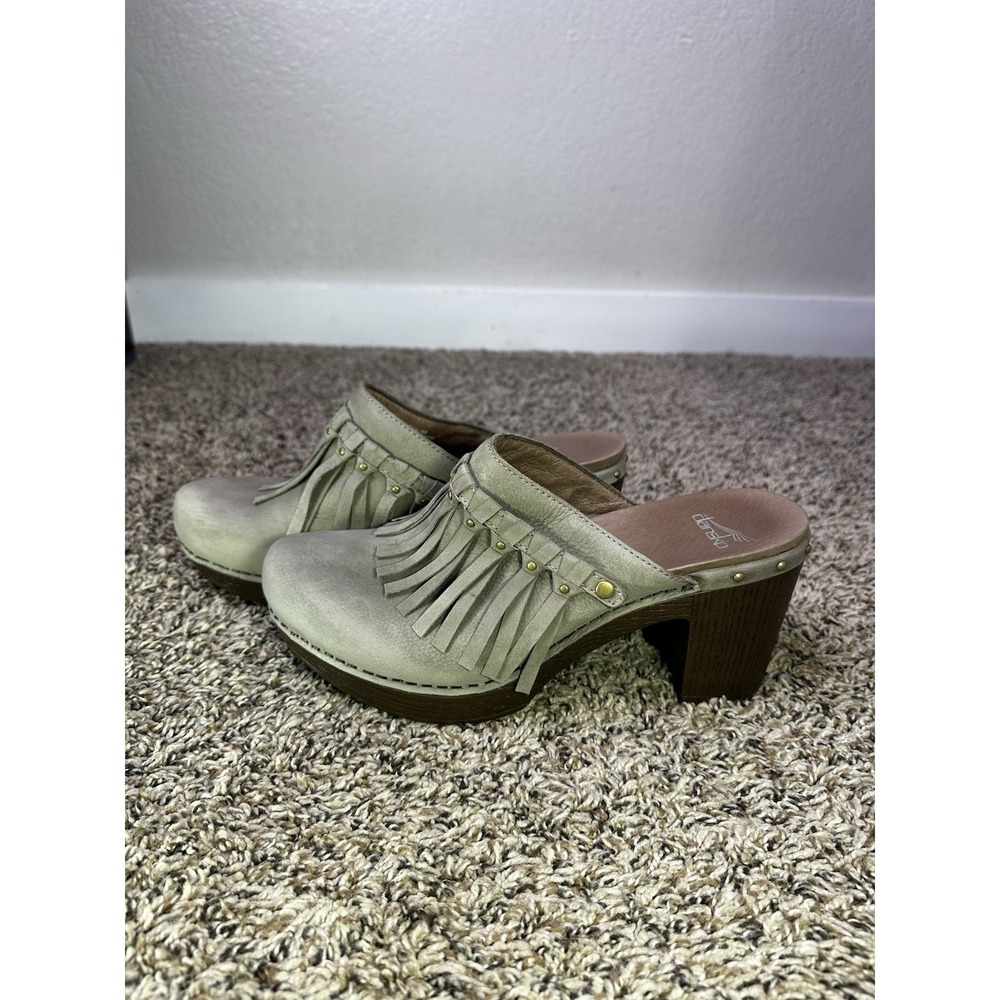 Dansko Deni Fringe Mule Clogs Women's US Size 9 / EU40 Suede Leather Shoes Gray - Picture 1 of 9